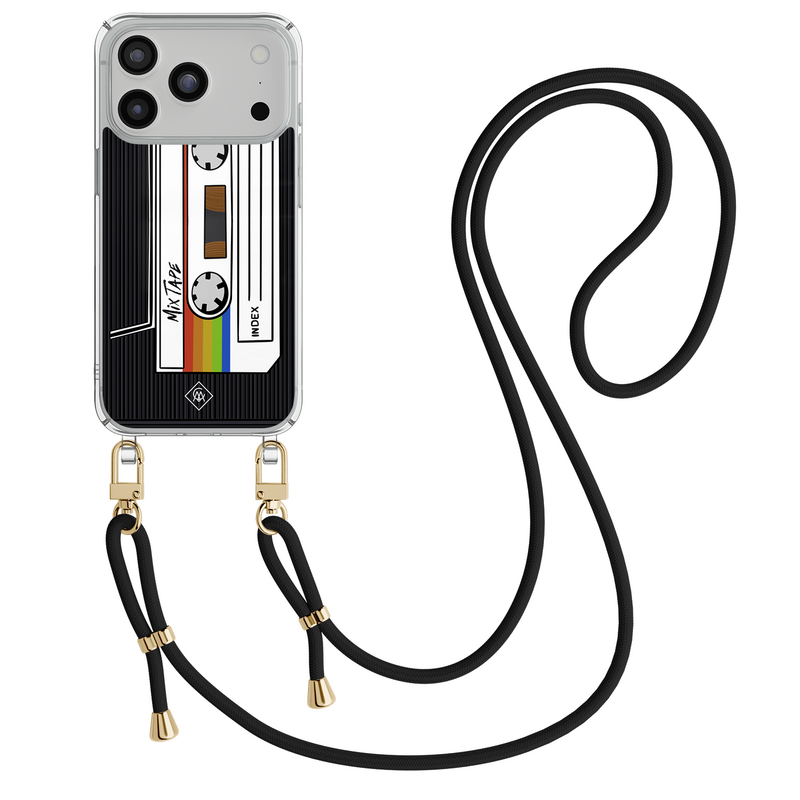 Casimoda iPhone 18 Pro hoesje met zwart koord - Cassette mixtape