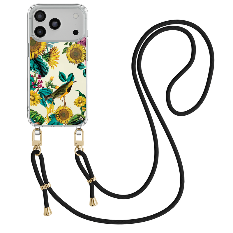 Casimoda iPhone 18 Pro hoesje met zwart koord - Sunflowers