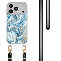 Casimoda iPhone 18 Pro hoesje met zwart koord - Marble sea
