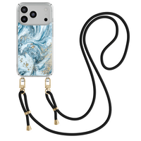 Casimoda iPhone 18 Pro hoesje met zwart koord - Marble sea