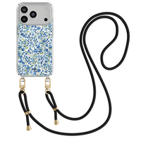 Casimoda iPhone 18 Pro hoesje met zwart koord - Vintage blue garden