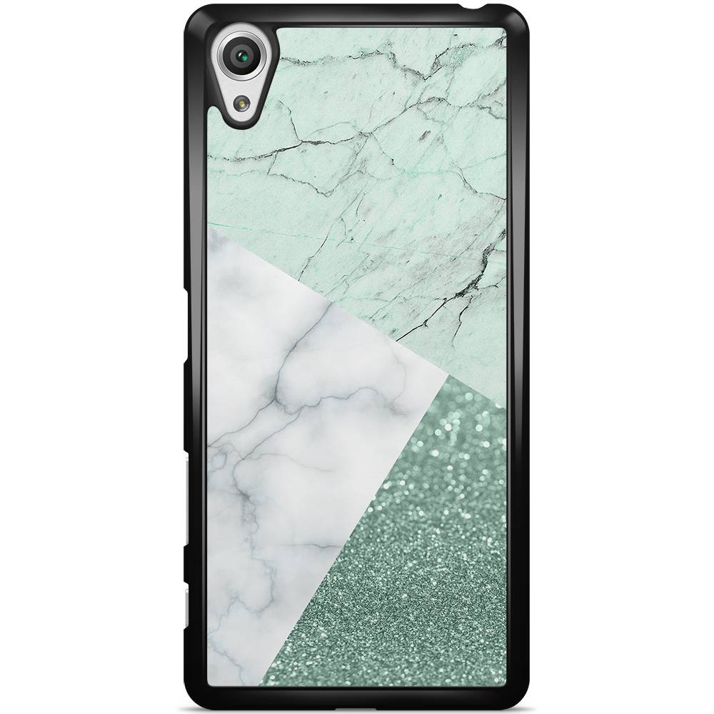 Sony Xperia X hoesje Minty marmer collage