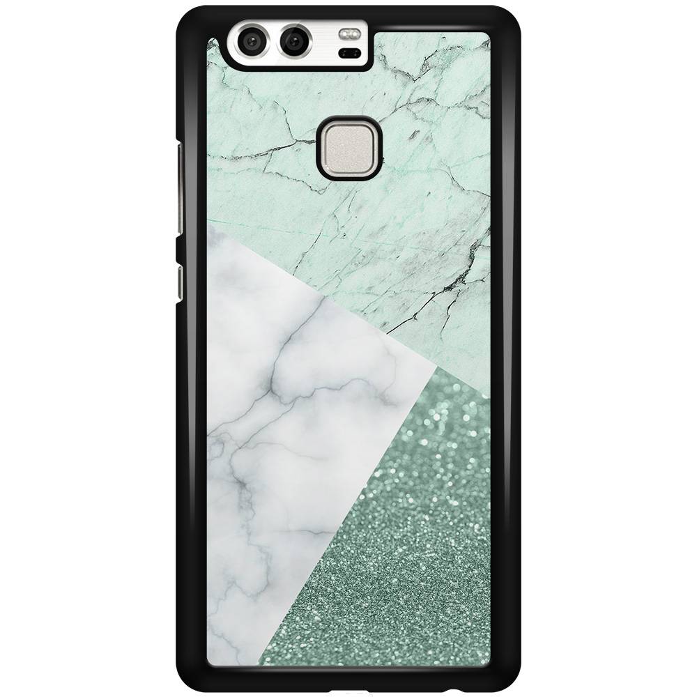 Huawei P9 hoesje Minty marmer collage