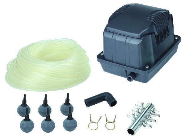 AQUAKING AK²-40 NG LUCHTPOMP 2400 L/U SET (AANSLUITSET, 8 X LUCHTSTEEN 30 MM, 25 MTR LUCHTSLANG)