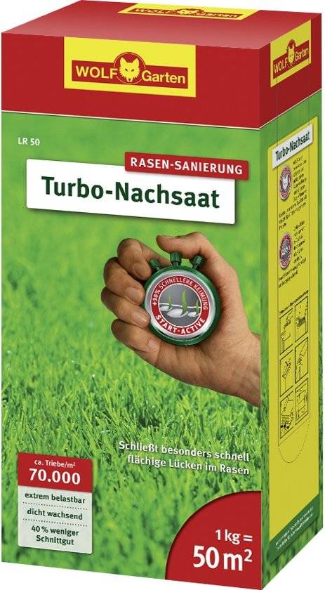 WOLF-GARTEN LR50 TURBO-BIJZAAIEN 1KG = 50M² GAZON HERSTEL