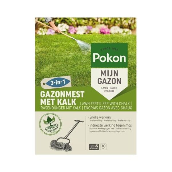 POKON  POKON GAZONMEST MET KALK 3-IN-1 30M²