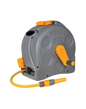 HOZELOCK COMPACT REEL + WANDHOUDER 2-IN-1 INCL. 25M SLANG, KOPPELINGEN EN TUINSPUIT