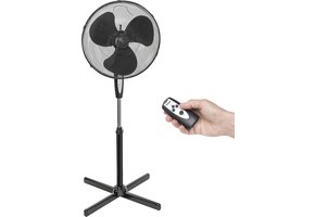 ASV45ZR STATIEFVENTILATOR 45 CM MET ASTANDSBEDIENING EN TIMER ZWART 45 WATT