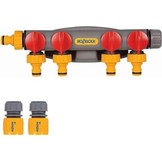 HOZELOCK 4-WEG WATERVERDELER 3/4" en 1/2''