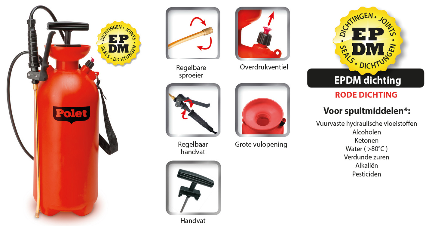 POLET DRUKSPROEIER 8L EPDM DICHTINGEN