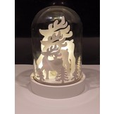 Star-Max Grote glazen kerst Stolp (18 cm!) met Led verlichting en houtsnijwerk