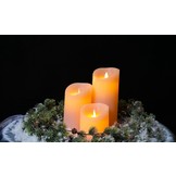 Waskaars zalm Led set van 3 met afstandsbediening en timer met bewegende vlam