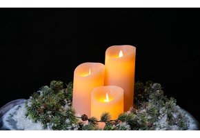 Waskaars zalm Led set van 3 met afstandsbediening en timer met bewegende vlam