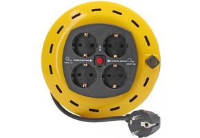 KOPP KABELHASPEL 4 VOUDIG 3G1 MM² THERMISCH BEVEILIGD 2500W 5 METER