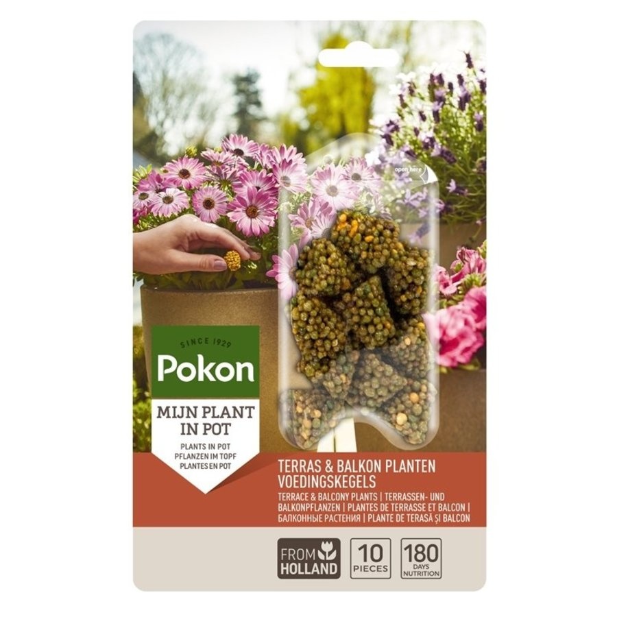 POKON TERRAS & BALKON PLANTEN VOEDINGSKEGELS 10 STUKS
