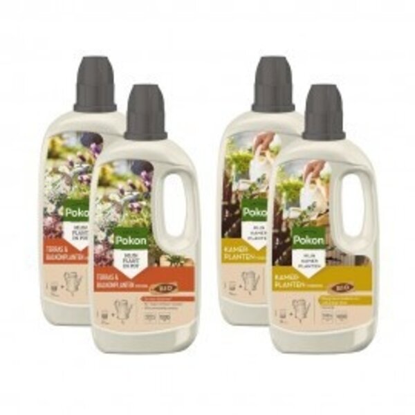 POKON   POKON BIO PLANTENVOEDING 2 SOORTEN VOORDEELPACK 4 X 1 LITER