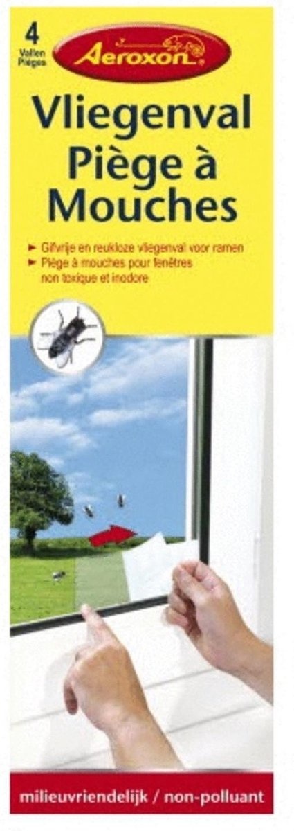 AEROXON VLIEGENVAL VOOR RAMEN PLAKSTRIPS 4 STUKS