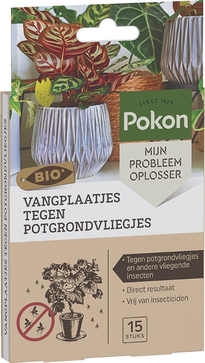 POKON BIO VANGPLAATJES TEGEN POTGROND VLIEGJES 15 STUKS