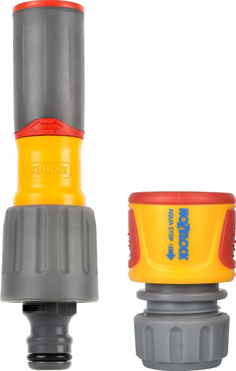 HOZELOCK PLUS 3-IN-1 TUINSPUIT + SLANGKOPPELING MET AQUASTOP SET