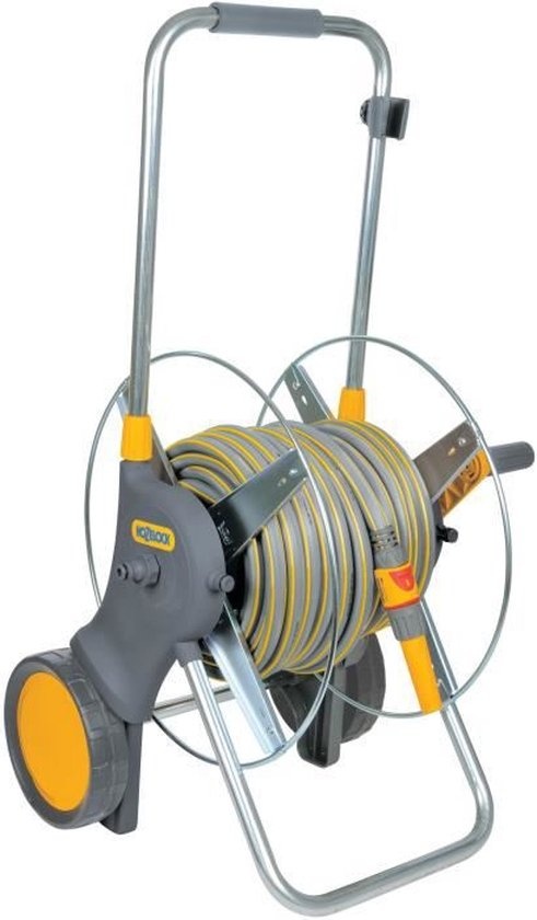 HOZELOCK EURO CART METALEN SLANGENWAGEN 90 INCL. 25M SLANG, KOPPELINGEN EN TUINSPUIT