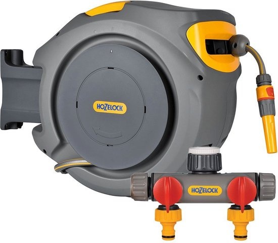 HOZELOCK AUTO REEL WANDSLANGBOX INCL. 25M SLANG MET 2-WEG WATERVERDELER