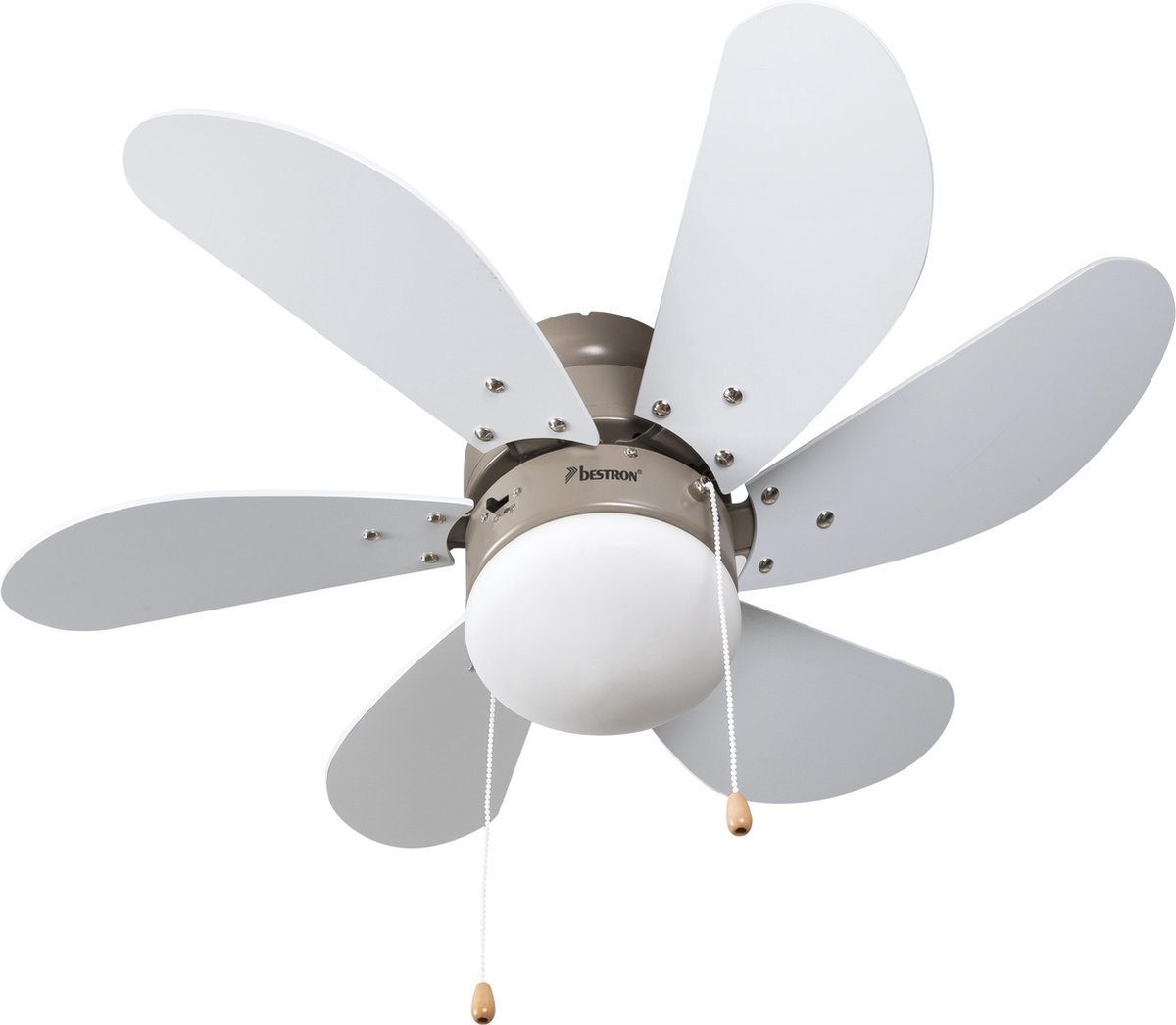 BESTRON DC30T PLAFONDVENTILATOR MET VERLICHTING 75 CM WIT / HOUT 50 WATT