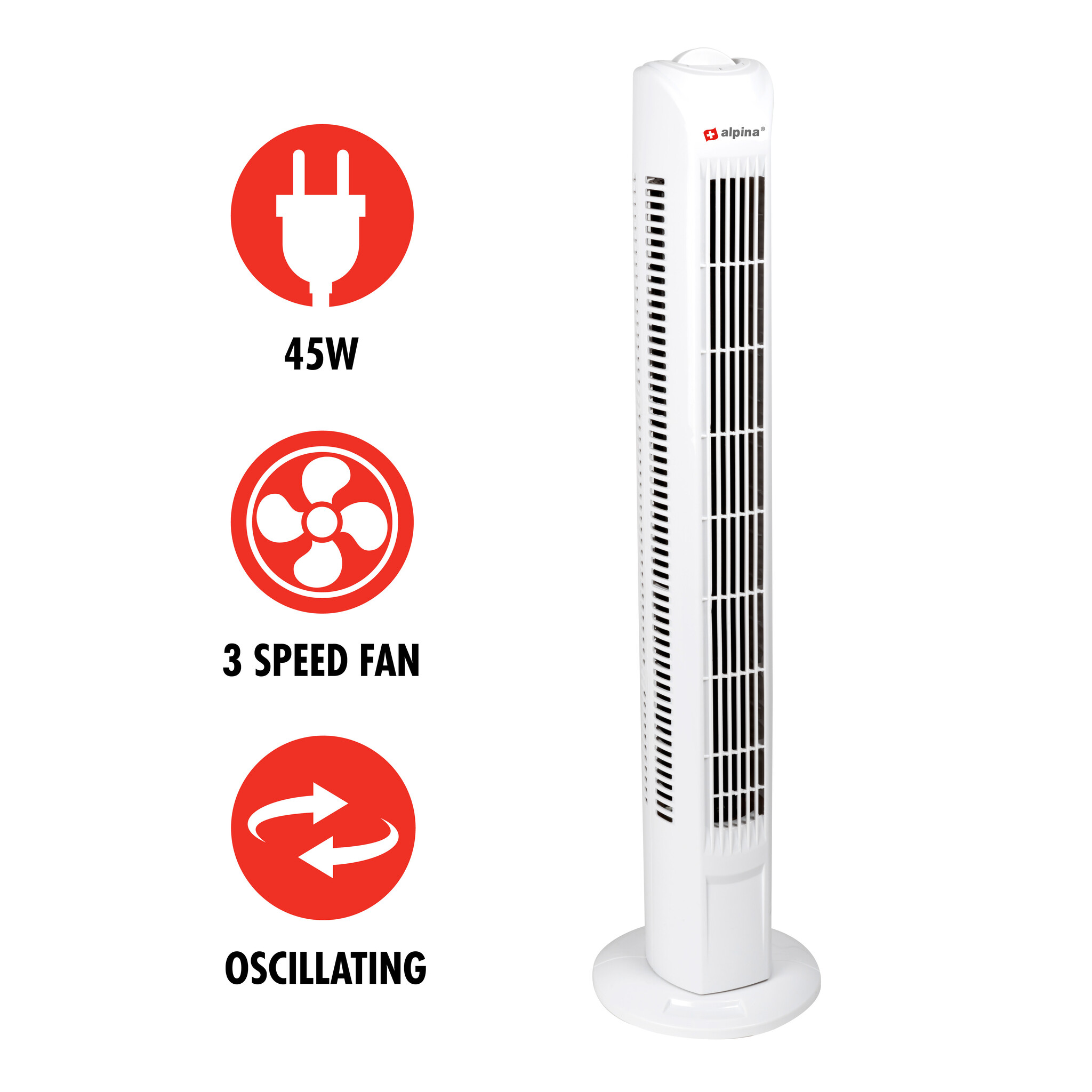 alpina Torenventilator 45 Watt Wit