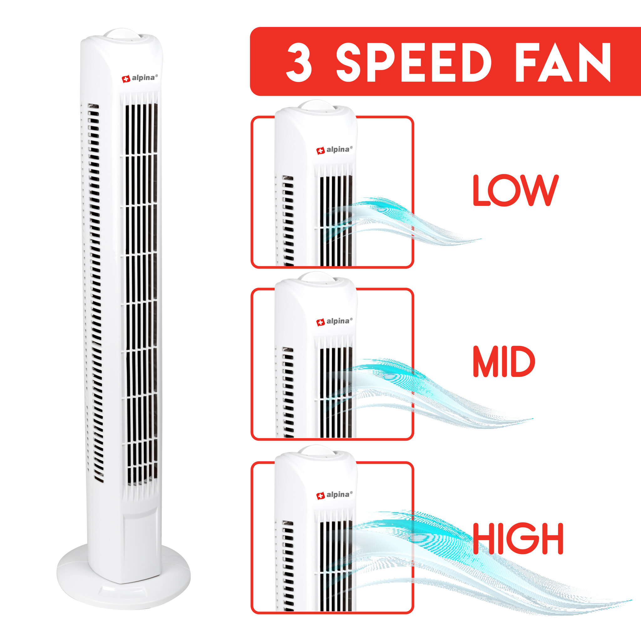 alpina Torenventilator 45 Watt Wit