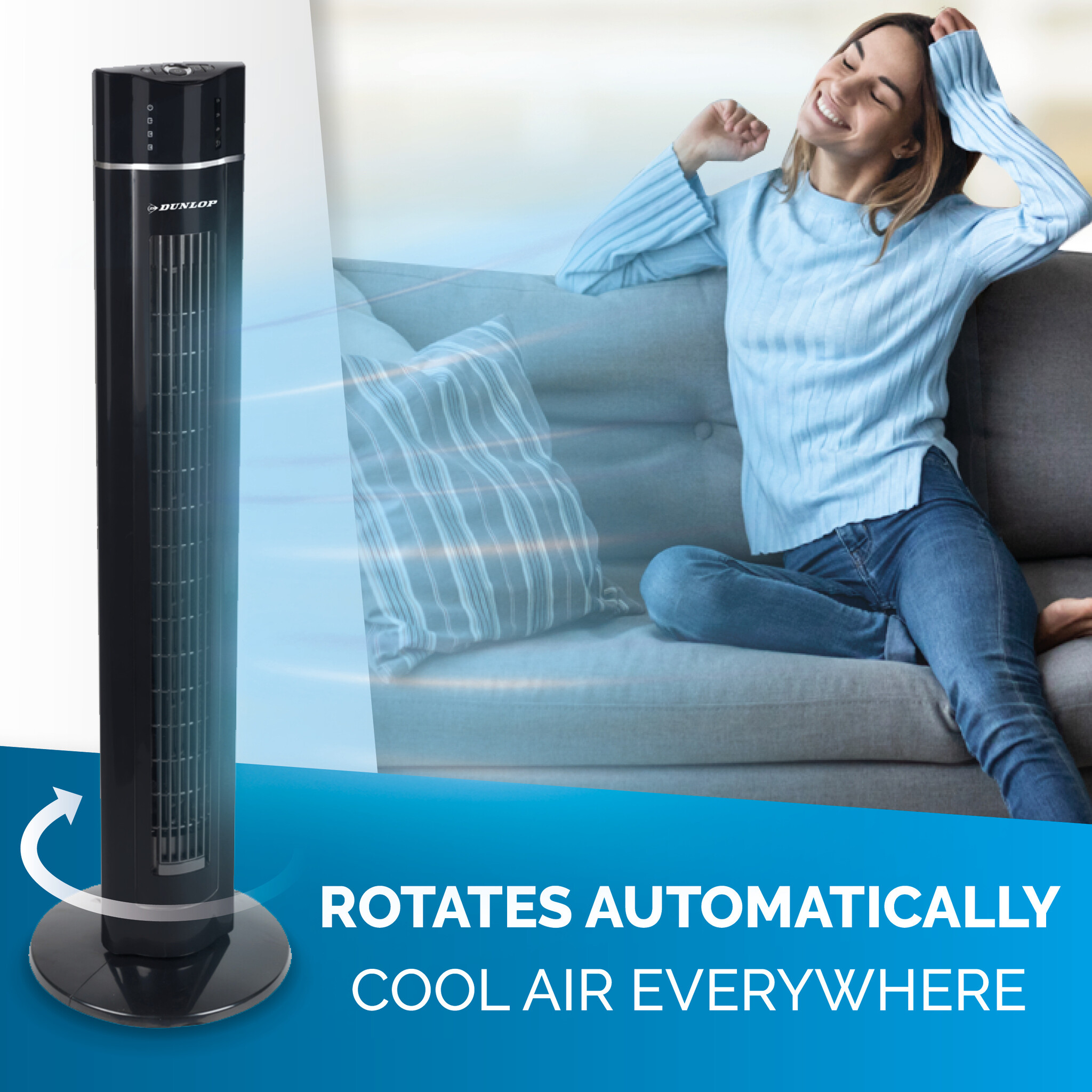 Dunlop Torenventilator Zwart met Timer