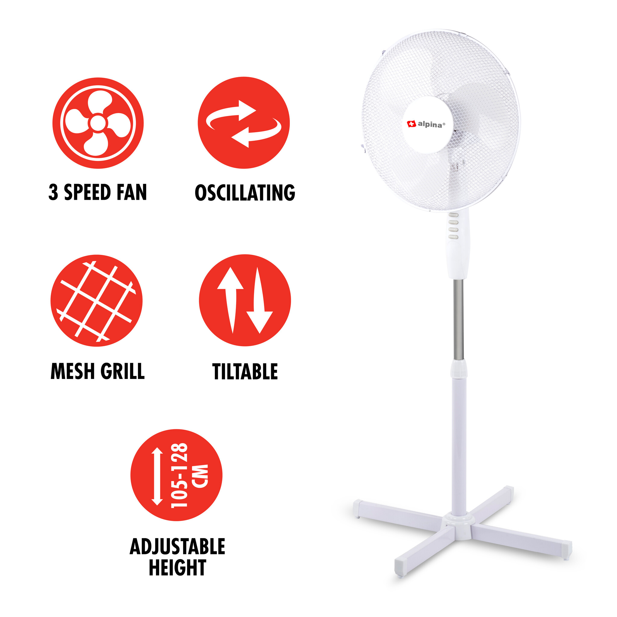alpina Ventilator Staand Ø 40 cm Wit