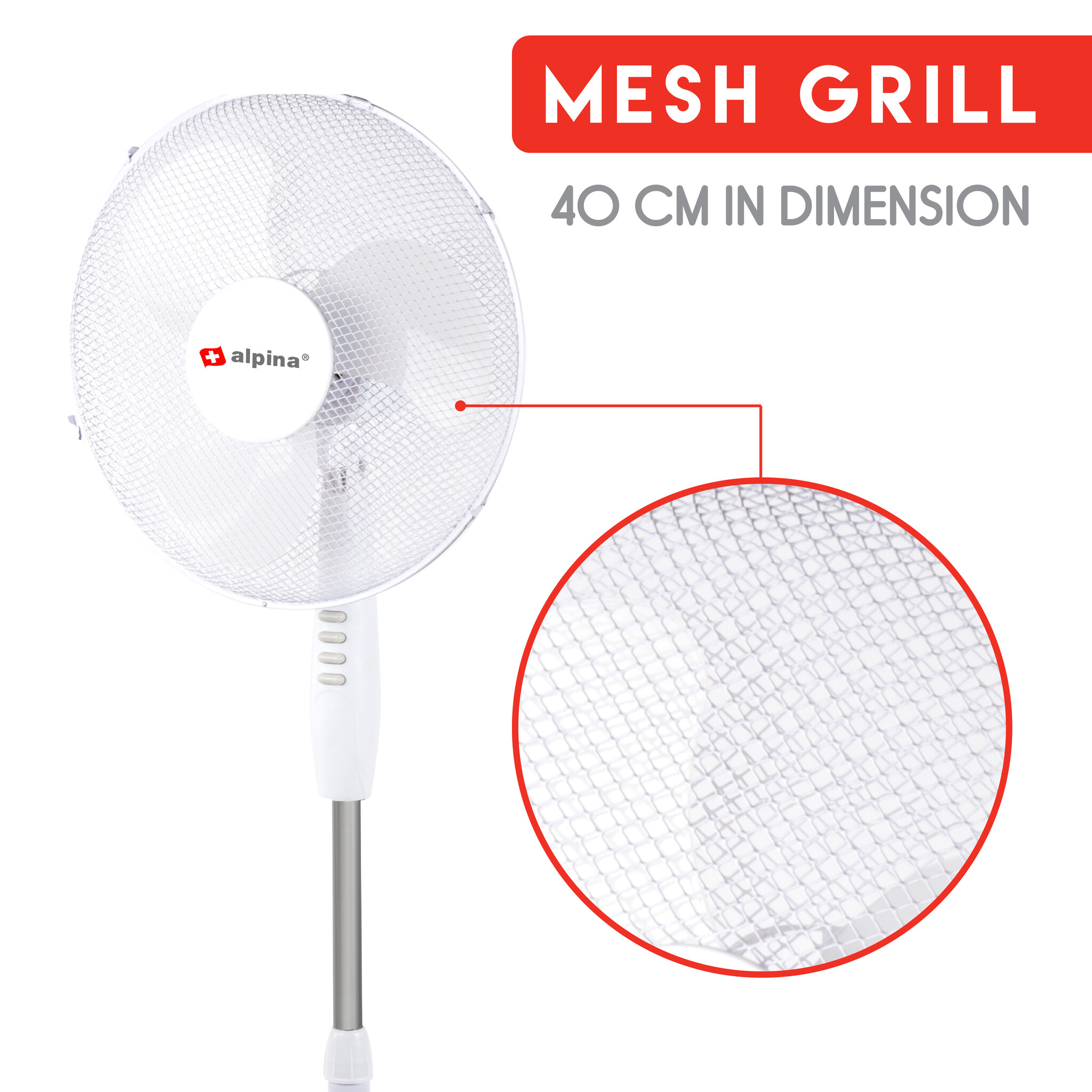 alpina Ventilator Staand Ø 40 cm Wit