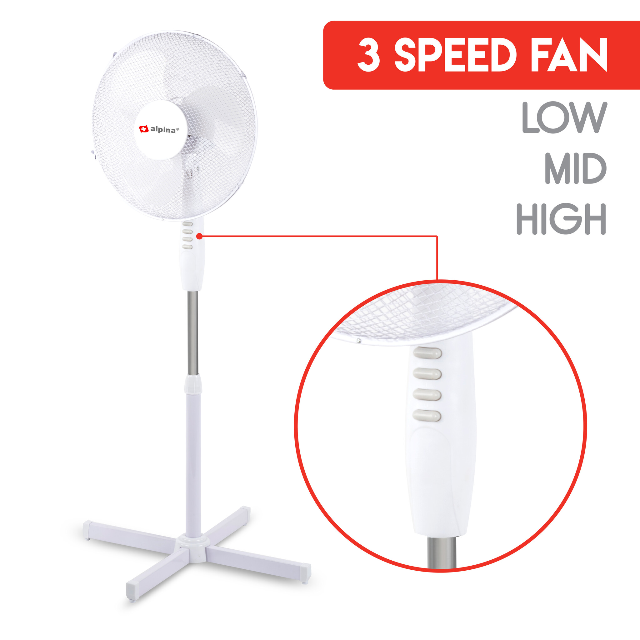 alpina Ventilator Staand Ø 40 cm Wit