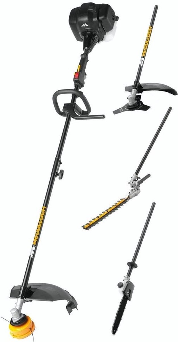 McCulloch B33 PS+ 4-in-1 Benzine Bosmaaier Kit (Bosmaaier, Grastrimmer, Heggenschaar en Kettingzaag)