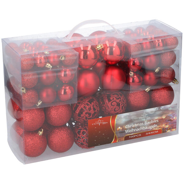 Christmas Gifts Plastic Kerstballen 100 Stuks Rood