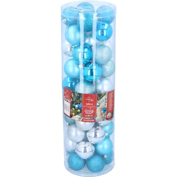 Christmas Gifts Set Kerstballen 50 Stuks Zilver/Blauw