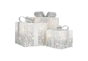 Giftbox set of 3 led silver glitter