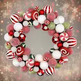 Ronde kerstslinger met ballen en LED-licht Kerstdecoratie Ø 65 cm