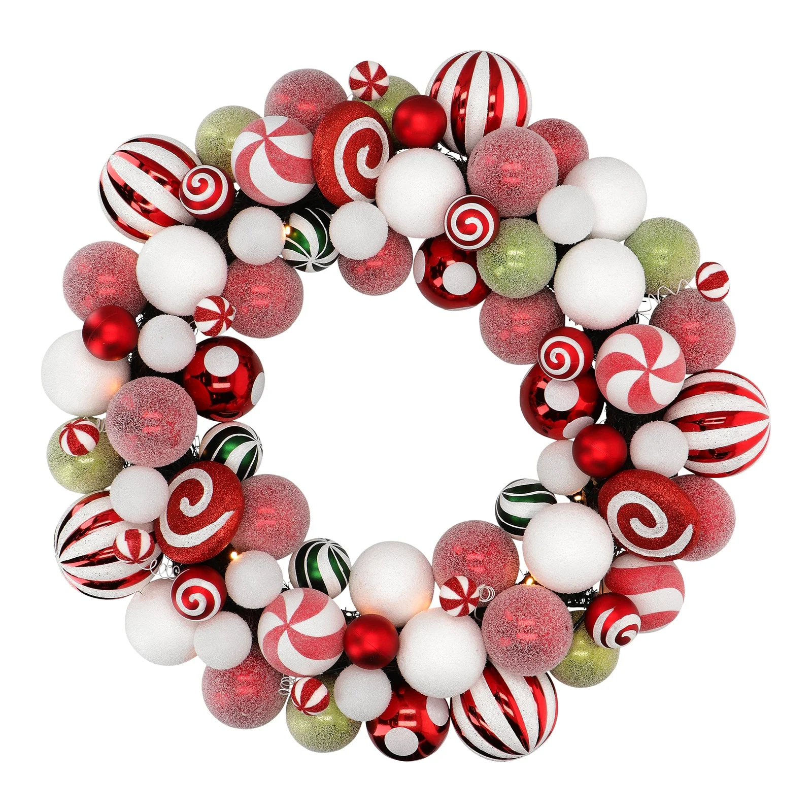 Ronde kerstslinger met ballen en LED-licht Kerstdecoratie Ø 65 cm