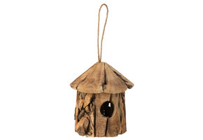 J-Line Vogelhuisje Rond Hout Bruin – Natuurlijke charme voor uw tuin