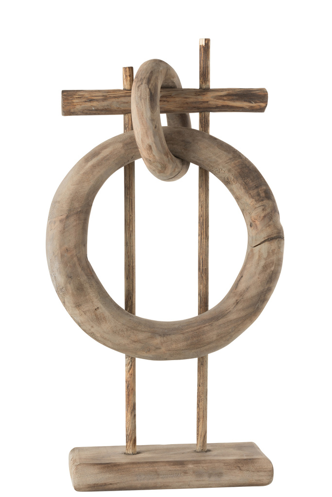 J-Line Decoratieve Ringen Verticaal Hout Naturel