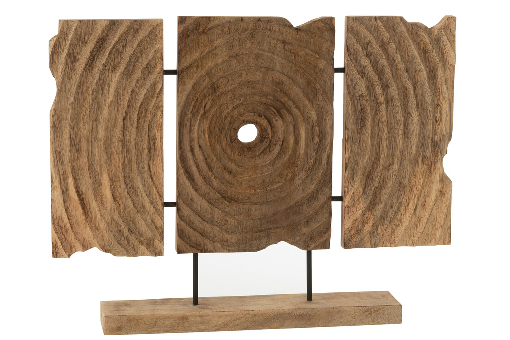 J-Line Triptych Carved On Stand Mango Wood Natural