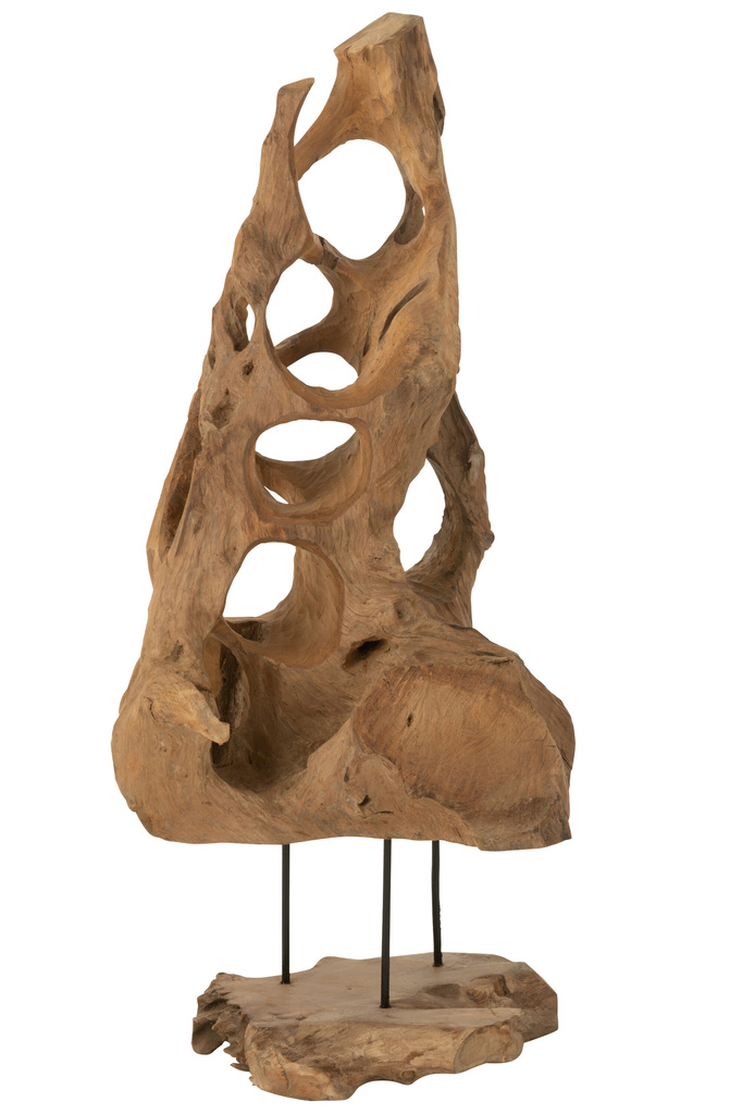 J-Line Decoration Cone Teak Wood Natural