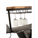 J-LINE BAR MOTORCYCLE 12GLASSES 6BOTTLES METAL/MANGO WOOD DONKERGRIJS/NATUUR