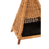J-LINE KATTENTENT + KUSSEN – RATTAN – HONINGGEEL/ZWART – 73,5 CM