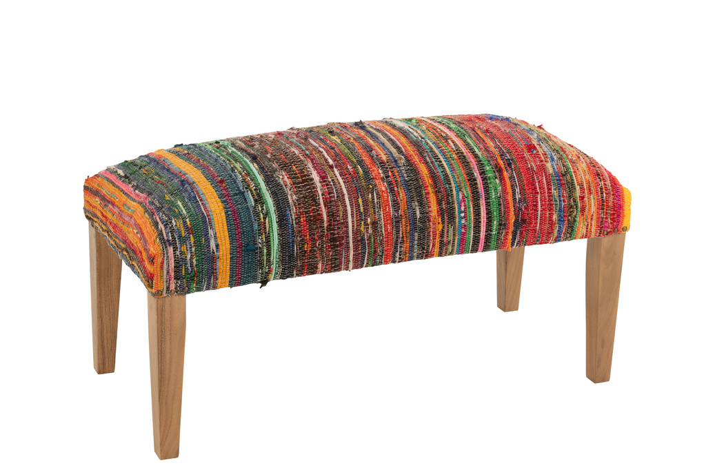 J-Line Bench Chindi Wood/Textile Mix