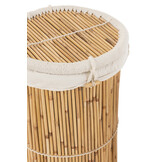 J-Line Set of 2 Baskets Cylinder Bamboo Natural/Whitee  Set Of 2 Baskets Cylinder Bamboo Natural/White