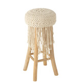 J-LINE KRUK FRANJES HOUT/MACRAMÉ WIT