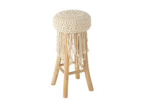 J-LINE KRUK FRANJES HOUT/MACRAMÉ WIT
