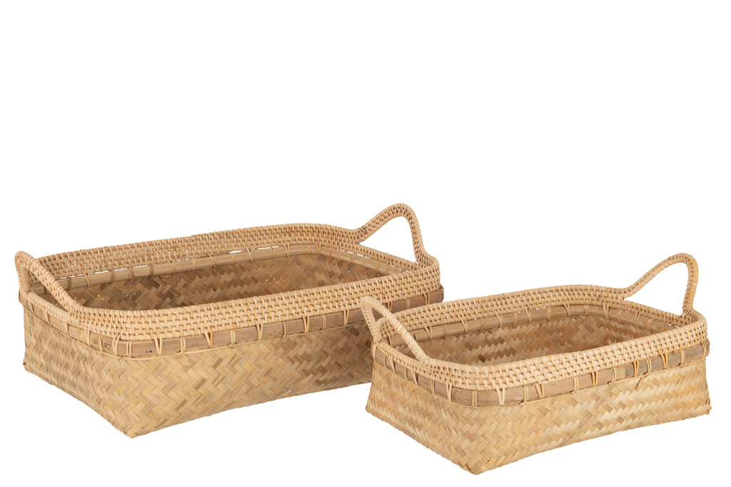 J-Line  Set Of 2 Trays Bamboo Natural