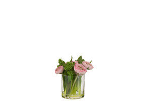 J-Line Ranunculus In Vase Plastic Glass Pink/Green Small